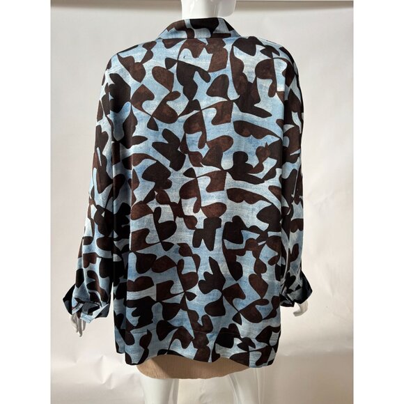 Nic+Zoe Swirling Sky Top Style F221632 Blue & Brown Abstract Print Blouse XL 100 - Picture 3 of 16